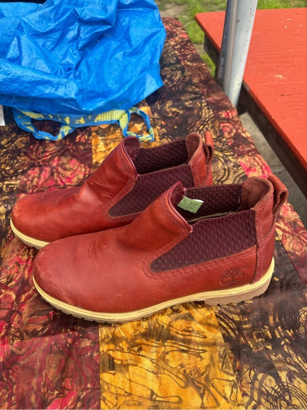 Timberland Men's Slip-On Leather Chelsea Boots - Red/rust size8.5